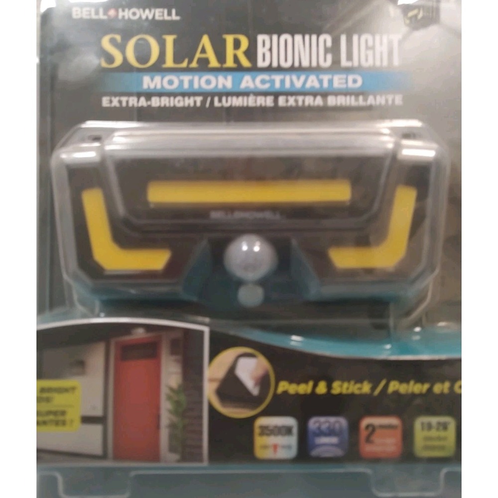 Bell Howell Solar Bionic Light Motion Activated‎ New In Box Peel and Stick
